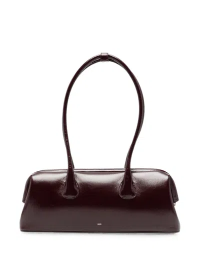 Osoi Borsa A Spalla Boat Wide In Pelle Lucida Bordeaux  In Burgundy