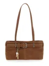 Osoi Brocle Brown Shoulder Bag With Belt And Pendant Key Details In Hammered Leather Woman