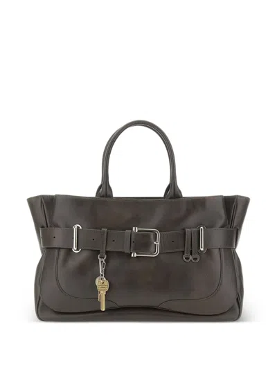 Osoi Brocle Buckle Charm Leather Tote Bag In Brown