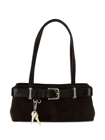 Osoi Brocle Buckled Suede Mini Bag In Black