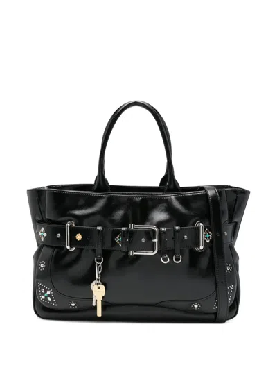 Osoi Brocle Embellished Buckled Tote Bag In Black