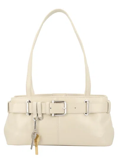Osoi Brocle Mini Belt Strap Detail Cow Leather Shoulder Bag In Beige