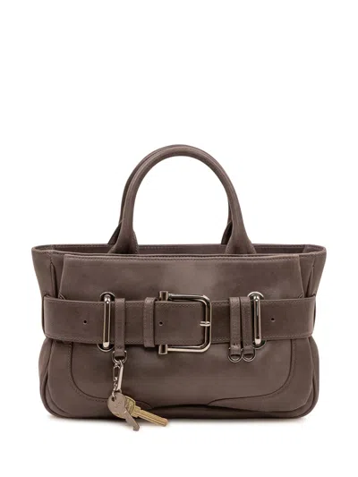 Osoi Brocle Mini Tote Handbag In Cow Leather In Aged Grey