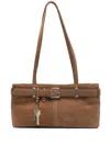 Osoi Brocle Brown Shoulder Bag With Belt And Pendant Key Details In Hammered Leather Woman In Brown