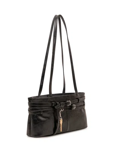 Osoi Brocle Tote Handbag In Cow Leather With Cotton Lining In Vein Black