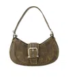 Osoi Brocle Vintage Brown Shoulder Bag In Leather Woman In Green