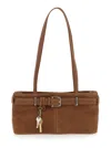 Osoi Brocle Brown Shoulder Bag With Belt And Pendant Key Details In Hammered Leather Woman In Brown
