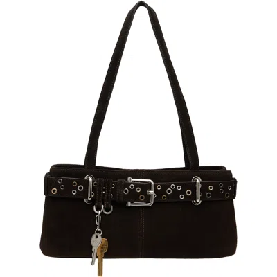 Osoi Brown Shoulder Brocle Mini Bag In Suede Mocha Eyelets