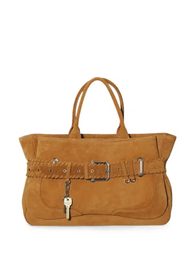 Osoi Buckle-detail Calf Suede Tote Bag In Neutral