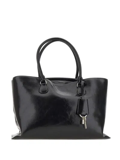 Osoi Double-handle Leather Tote Bag In Black