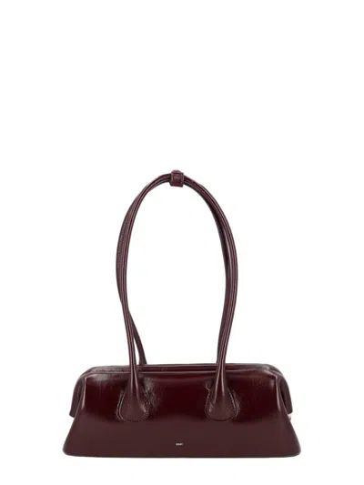 Osoi Elongated Rectangular Brown Shoulder Bag With Double Rounded Handles In Black