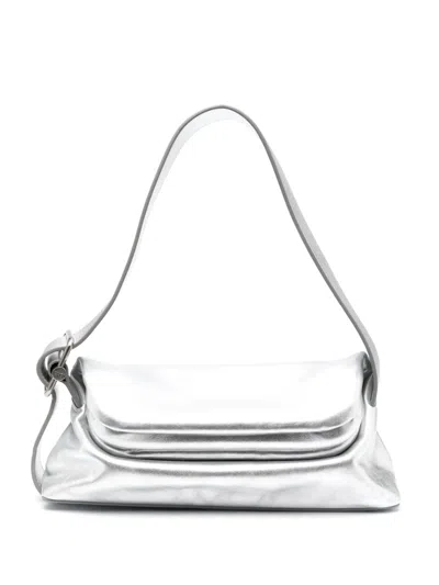 Osoi Folder Brot Metallic-leather Shoulder Bag In Silver