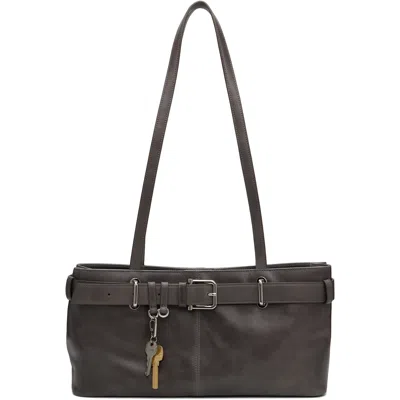 Osoi Gray Shoulder Brocle Bag In Aged Grey
