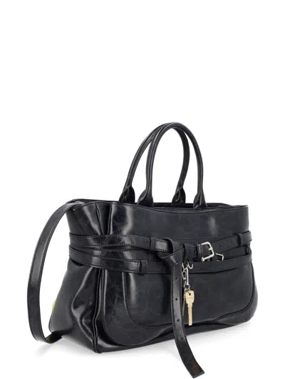 Osoi Leather Belted Tote Bag In Black