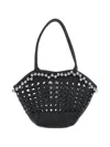 Osoi Lip Woven Bead-embellished Shoulder Bag In Black