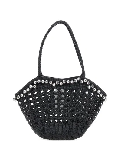 OSOI LIP WOVEN BEAD-EMBELLISHED SHOULDER BAG