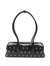 Osoi Mini Boat Wide Studded Shoulder Bag In Black
