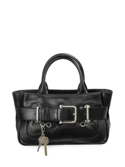 Osoi Mini Brocle Buckled Leather Tote Bag In Black