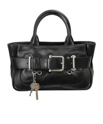 Osoi Mini Brocle Buckled Leather Tote Bag In Black