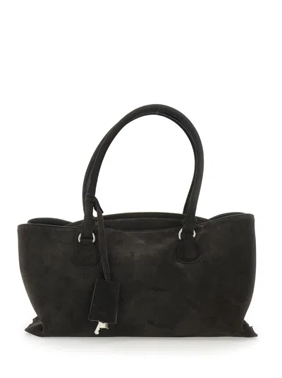 OSOI SHELL BROT BROWN SHOPPER WITH TWO HANDLES AND KEY PENDANT IN SUEDE WOMAN