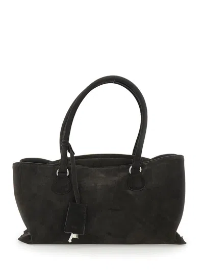 OSOI 'SHELL BROT' BROWN SHOPPER WITH TWO HANDLES AND KEY PENDANT IN SUEDE WOMAN