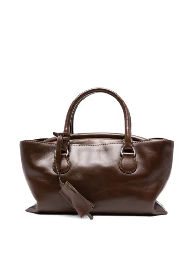 Osoi Shell Brot Mini Bag In Glossy Brown Leather