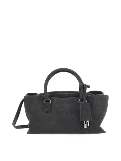 Osoi Shell Brot Mini Tote Bag In Suede In Grey