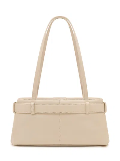 Osoi Shoulder Broche Mini Shoulder Bag In Cow Leather In Stone Cream