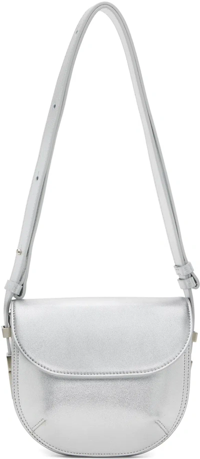 Osoi Cubby Coated Leather Shoulder Bag In Silver