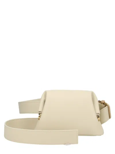 Osoi Structured Crossbody Bag In Light Beige Leather With Adjustable Strap In Multi