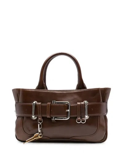 Osoi Tote Bocle Mini In Pelle Lucida Marrone Dal Design Contemporaneo  In Brown
