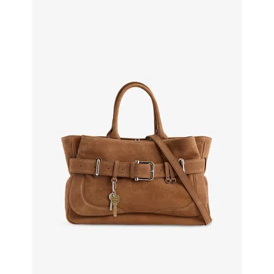 Osoi Womens Nubuck Brown Brocle Buckle Leather Tote Bag