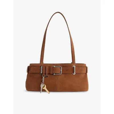 Osoi Womens Nubuck Brown Brocle Mini Leather Shoulder Bag