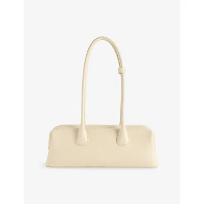Osoi Womens Cream Boat Wide Leather Shoulder Bag In White