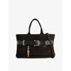 Osoi Womens Suede Mocha Combi Brocle Buckle Leather Tote Bag
