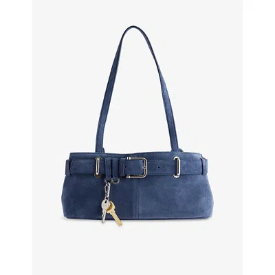 Osoi Womens Suede Navy Brocle Mini Suede Shoulder Bag