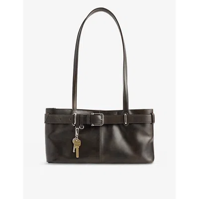 Osoi Womens Stain Brown Brocle Buckle Leather Shoulder Bag