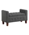 Osp Home Furnishings Darnley Storage Bench In Fabric In Charcoal