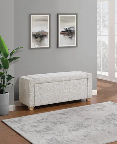 Osp Home Furnishings Office Star Bethwin Storage Bench With Salt Pepper Boucle Fabric In White