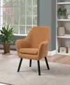 OSP HOME FURNISHINGS OFFICE STAR DELLA MID-CENTURY ACCENT CHAIR IN RUST FABRIC WITH BLACK FINISH LEGS