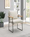 OSP HOME FURNISHINGS OFFICE STAR DUTTON ARMCHAIR IN IVORY FABRIC WITH NATURAL ARMS AND BLACK SLED BASE