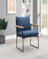 Osp Home Furnishings Office Star Dutton Armchair In Navy Fabric With Natural Arms And Black Sled Base In Navy