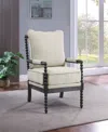 Osp Home Furnishings Office Star Eliza Brown Spindle Chair With Linen Fabric In Linen