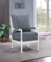 OSP HOME FURNISHINGS OFFICE STAR KAYLEE ANTIQUE WHITE SPINDLE CHAIR WITH INDIGO FABRIC