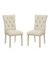 OSP HOME FURNISHINGS PRESTON DINING CHAIR 2-PACK WITH ANTIQUE-LIKE BRONZE NAILHEADS AND BRUSHED LEGS IN FABRIC