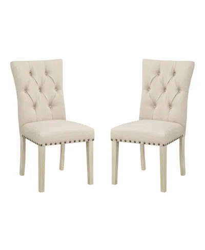 Osp Home Furnishings Preston Dining Chair 2-pack With Antique-like Bronze Nailheads And Brushed Legs In Fabric In Burlap
