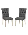 Osp Home Furnishings Preston Dining Chair 2-pack With Antique-like Bronze Nailheads And Brushed Legs In Fabric In Charcoal