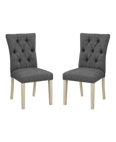 Osp Home Furnishings Preston Dining Chair 2-pack With Antique-like Bronze Nailheads And Brushed Legs In Fabric In Charcoal