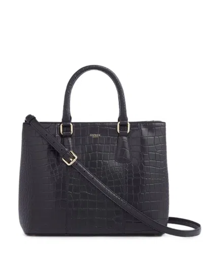Osprey Adaline Croc-effect Leather Tote Bag In Black