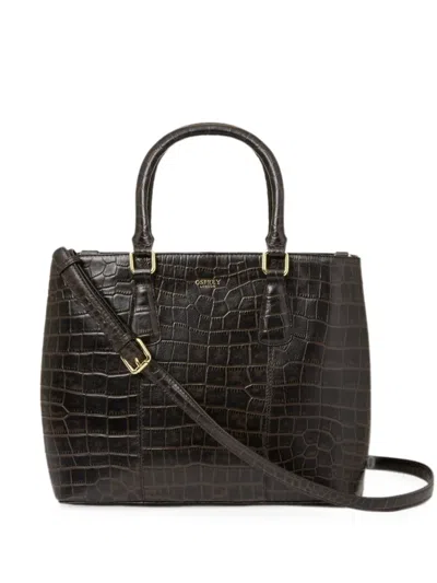 Osprey Adaline Croc-effect Leather Tote Bag In Black